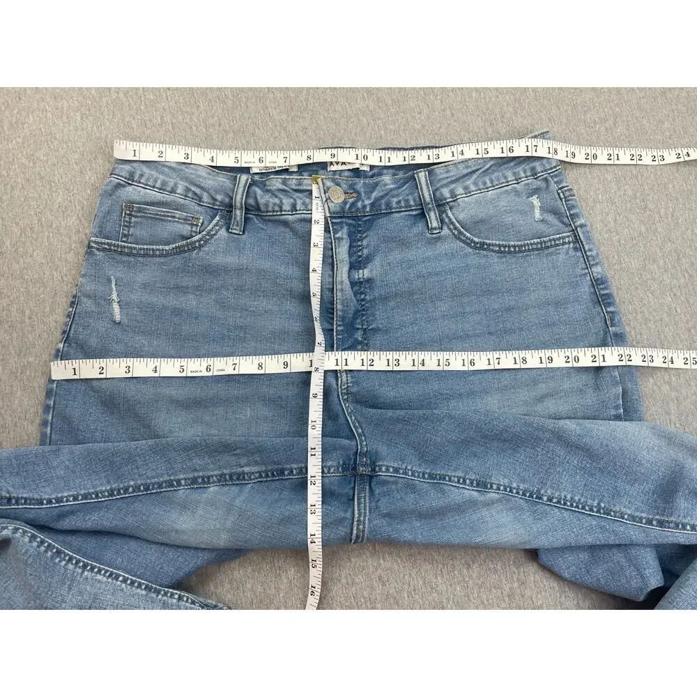 AVA & VIV Jeans‎ Womens 18 Blue Cotton Blend Stretch Distressed High Rise Skinny